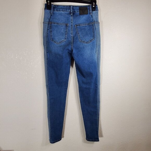 L&B Womens Boyfriend Jeans Size 4 Lucky & Blessed Two-Tone Patchwork Denim - Picture 10 of 12